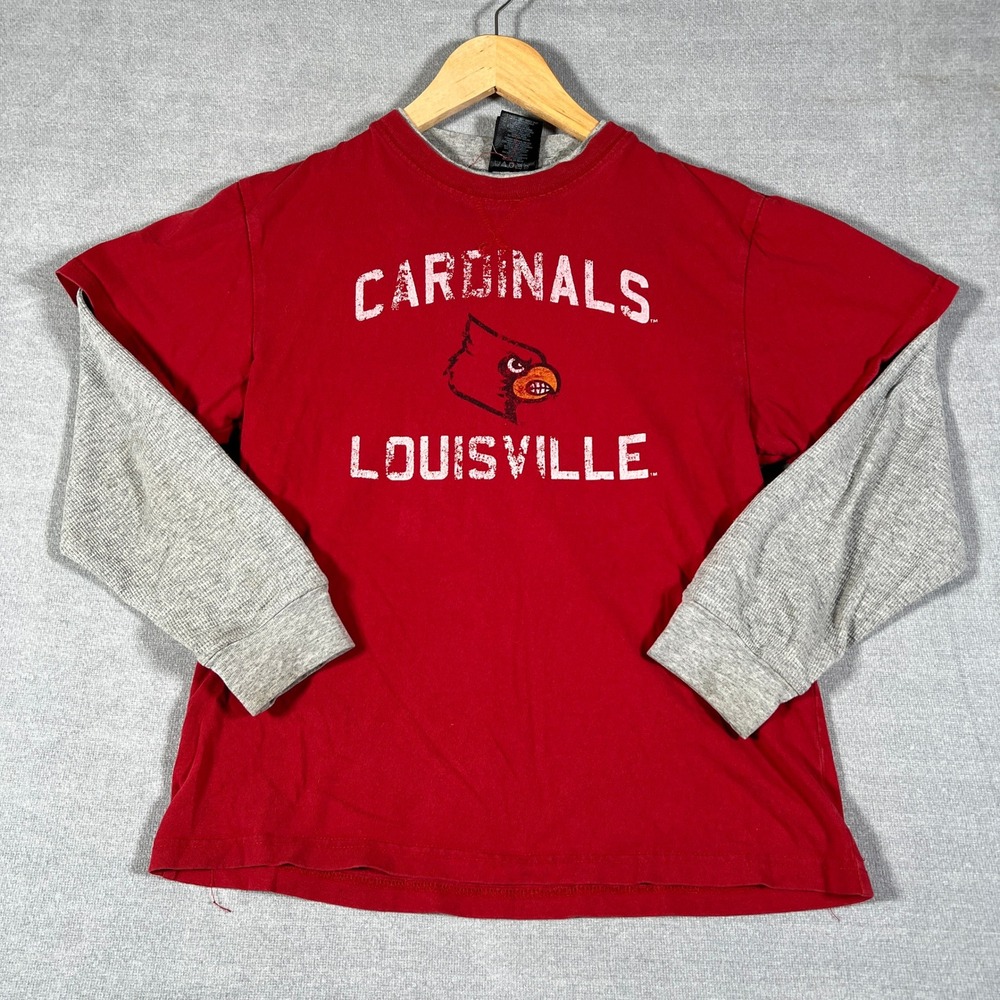 Genuine Stuff Louisville Cardinals Layered Long Sleeve Shirt Kids M 10/12 Red